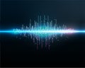 VOICE RECOGNITION.Sound waves oscillating glow light Royalty Free Stock Photo